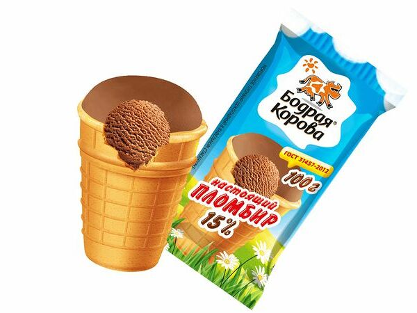 Пломбир Бодрая корова шоколадный 15%, 100г