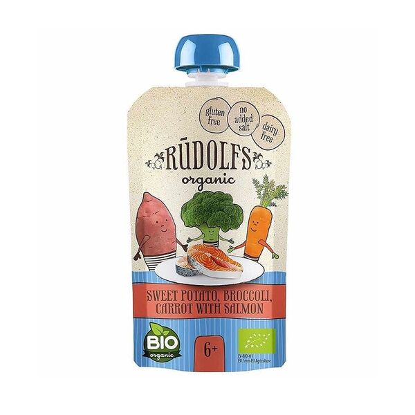 Пюре Rudolfs растительно-рыбное Овощи с лососем Органический продукт