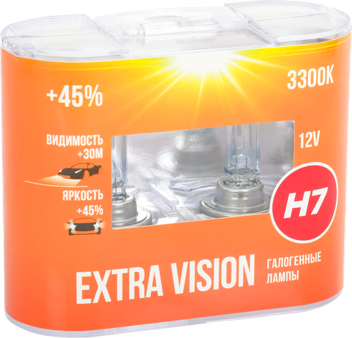 

Лампа головного света галогенная для автомобиля Autostandart Extra Vision +45%, H7-12V, 55W, PX26d, 2 шт.