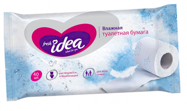 Влажная туалетная бумага Fresh Idea растворяющаяся, 40 шт