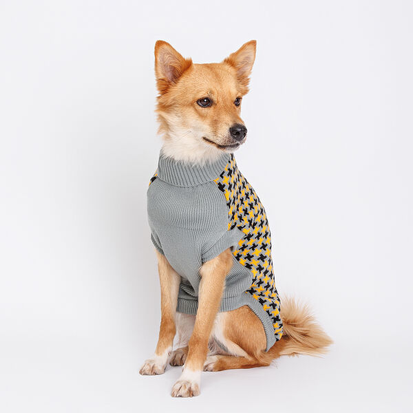 Свитер для собак, 60 см, серо-желтый