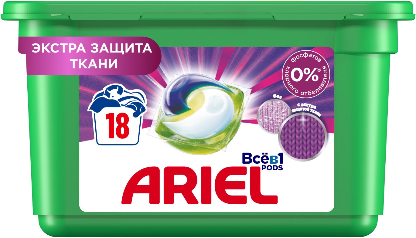 

Капсулы для стирки Ariel Extra Защита ткани 18 шт. х 25.2 г