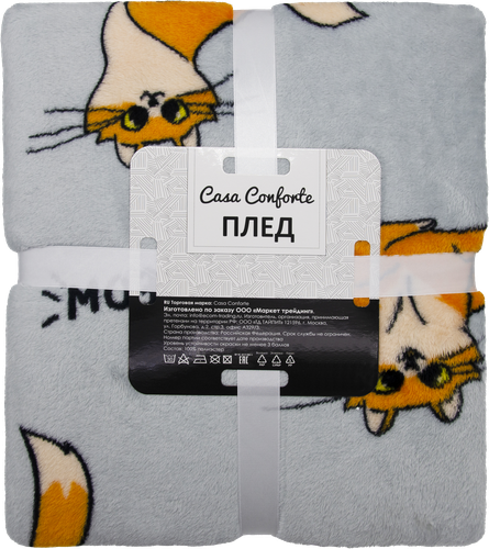 

Плед CASA CONFORTE Festival 180x200см, корги/кошки
