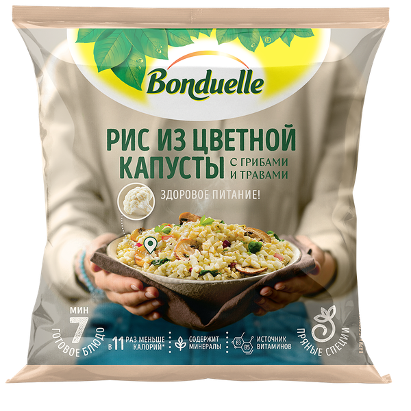 Овощная смесь замороженная Бондюэль Рис из цветной капусты с грибами и травами 400 г