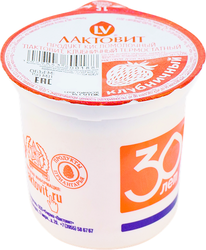 Продукт кисломолочный ЛАКТОВИТ Клубничный 3–4%, без змж, 150мл