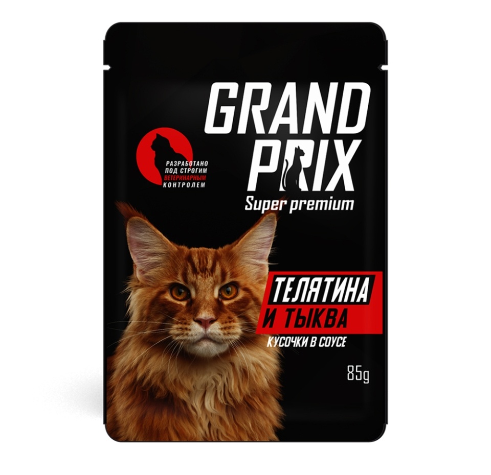 

Корм для кошек Grand Prix телятина и тыква в соусе 85 г