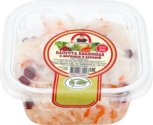 

Капуста квашеная ИЛЬЯ МУРОМЕЦ с морковью и клюквой, 350 г
