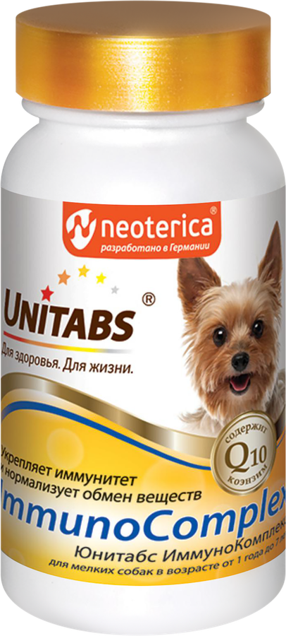 

Витамины для собак Unitabs ImmunoComplex с Q10 для мелких пород, в таблетках, 100 шт