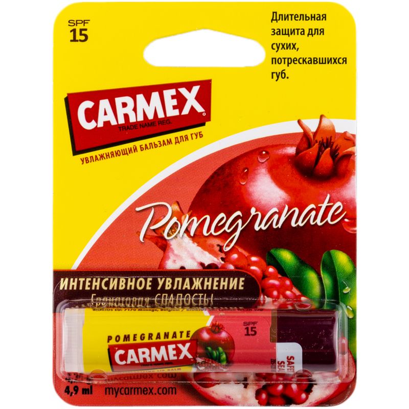 

Бальзам для губ Carmex Pomegranate Stick С ароматом граната SPF15, 4.25 мл