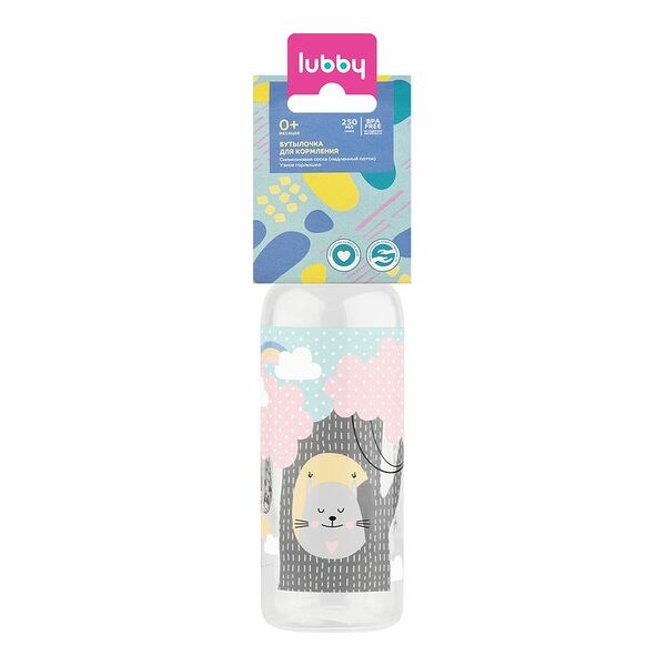 Бутылочка с латексной соской Lubby 0+ 250 мл 13564