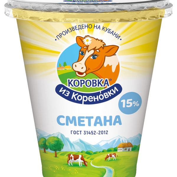 Сметана Коровка из Кореновки, 15%.