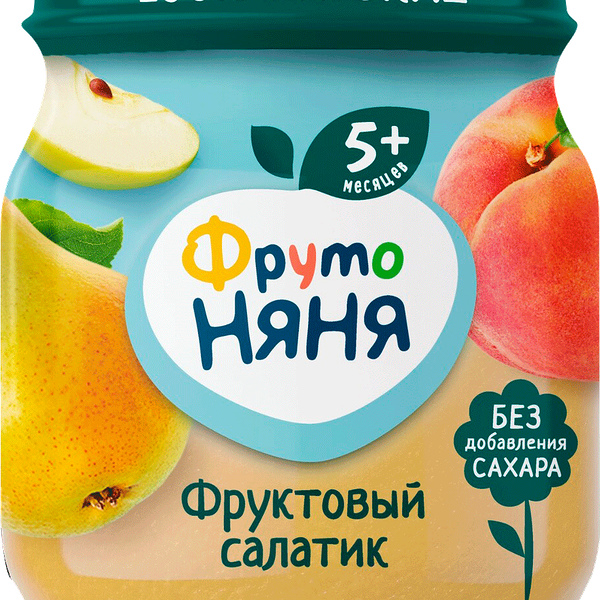Пюре фруктовое Фрутоняня Фруктовый салатик из яблок груш и персиков с 5 месяцев