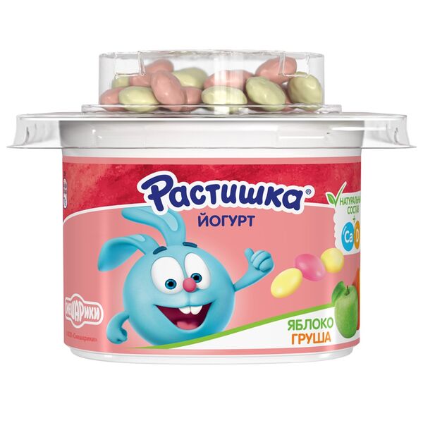 Йогурт с яблоком и грушей для дет.пит «Растишка» жир. 3,0% и с печеньем в шоколаде, 118г