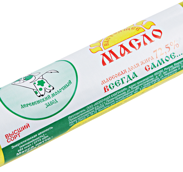 Масло сливочное ДМЗ Крестьянское 72,5% высший сорт, без змж