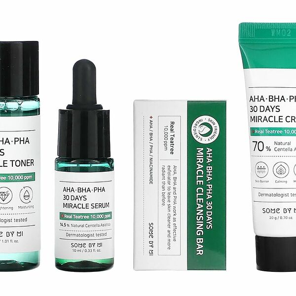 SOME BY MI Набор для проблемной кожи с кислотами (Tонер + Cыворотка + Крем для лица + Мыло для лица)