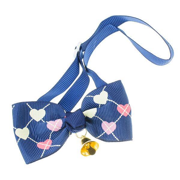 Галстук-бант синий с сердечками