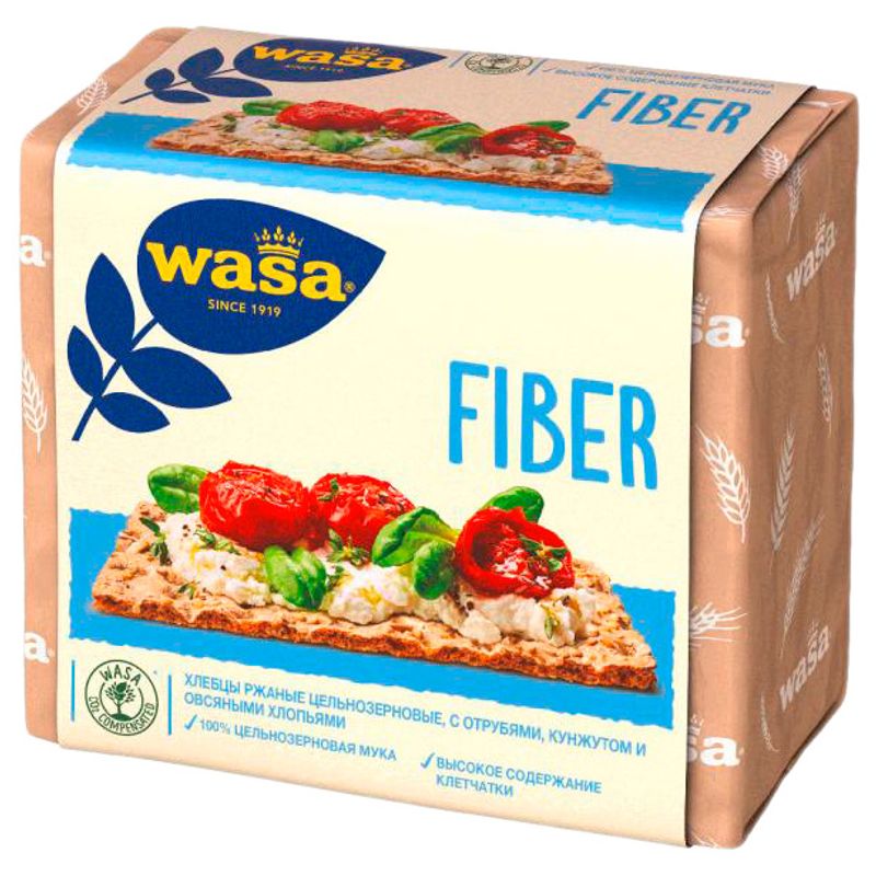 

Хлебцы Wasa Fiber ржаные цельнозерновые с пшеничными отрубями, кунжутом и овсяными хлопьями 230 г