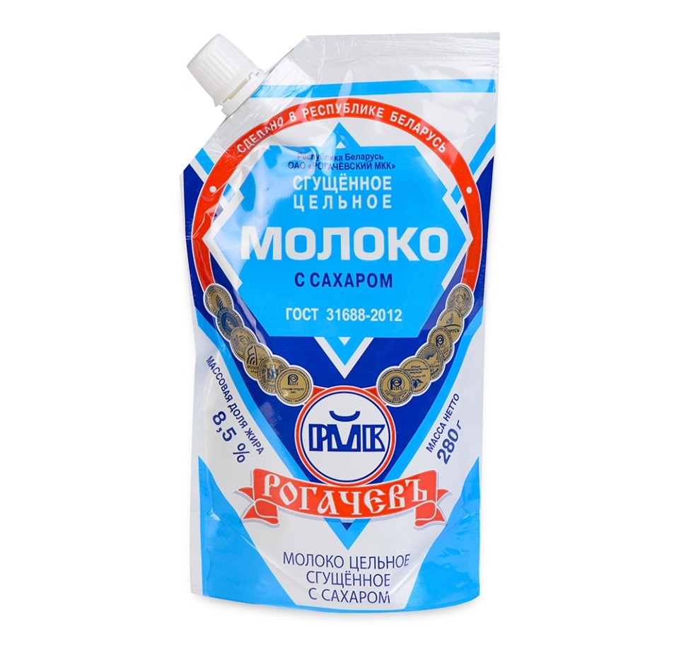 

Молоко сгущенное Рогачевъ цельное с сахаром 8,5% 270 г