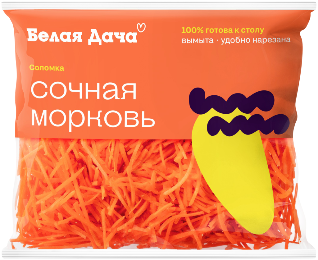 

Сочная морковь Белая Дача соломка 250 г