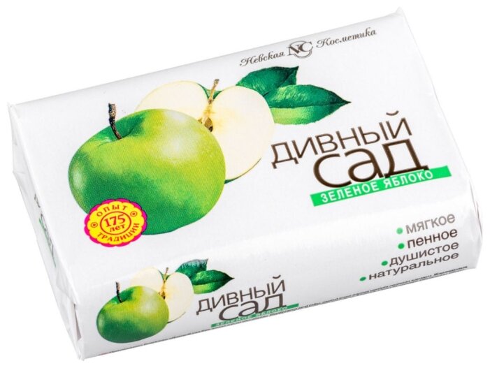 

Мыло туалетное Невская Косметика Дивный сад зеленое яблоко, 90 г