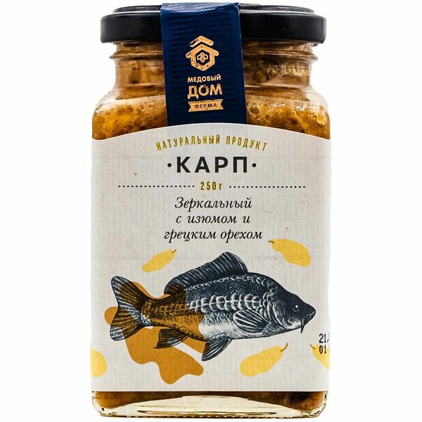 Карп Медовый Дом зеркальный с грецким орехом и изюмом 250 г