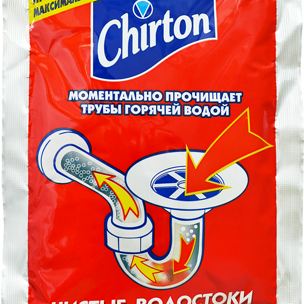 Порошок для прочистки канализационных труб горячей водой Chirton