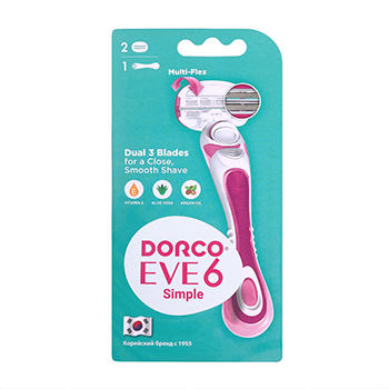

Cтанок для бритья DORCO Eve 6 Simple женский 2 сменные кассеты, Вьетнам