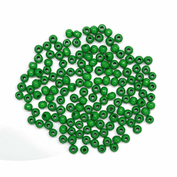 61651007 Бусины деревянные, 4мм, 155шт, зеленый (Сертификат FSC)