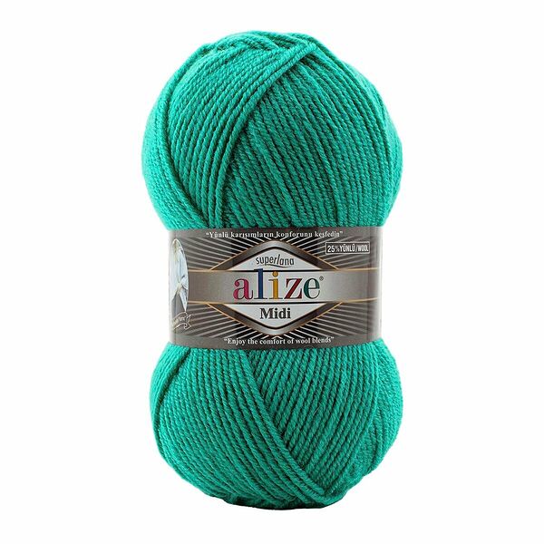 Пряжа ALIZE 'SUPERLANA MIDI' 100гр. 170м (25% Шерсть - 75% Aкрил)(642 светлый изумруд)