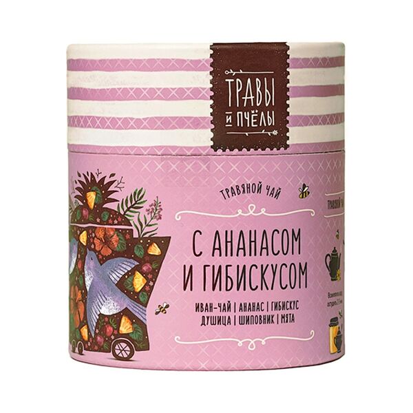 Чай травяной Травы и пчелы с ананасом и гибискусом листовой, 40 г