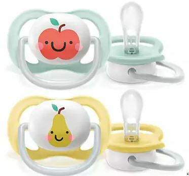 Пустышка силиконовая Ultra Air декор Яблоко/Груша 0-6 мес уп 2шт