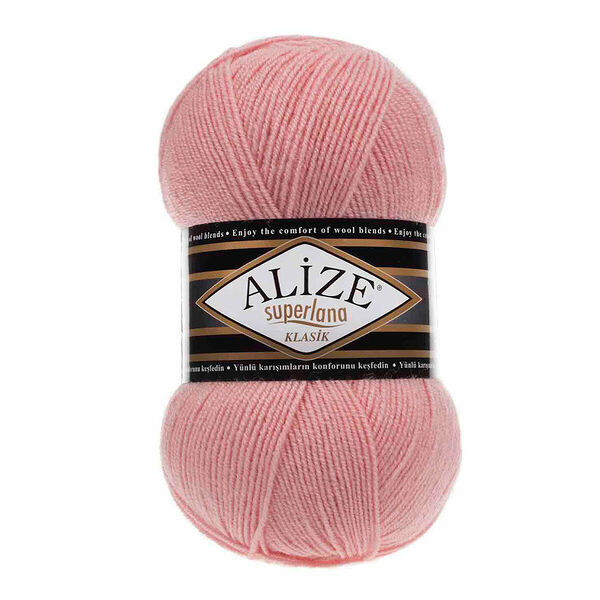 Пряжа ALIZE 'Superlana klasik' (однотонная) 100гр. 280м. (75% акрил, 25%шерсть) ТУ(363 нежная роза)