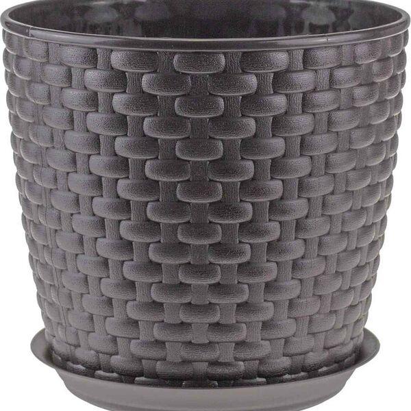 Кашпо Idea Ротанг цвет: коричневый, с поддоном 210 мм