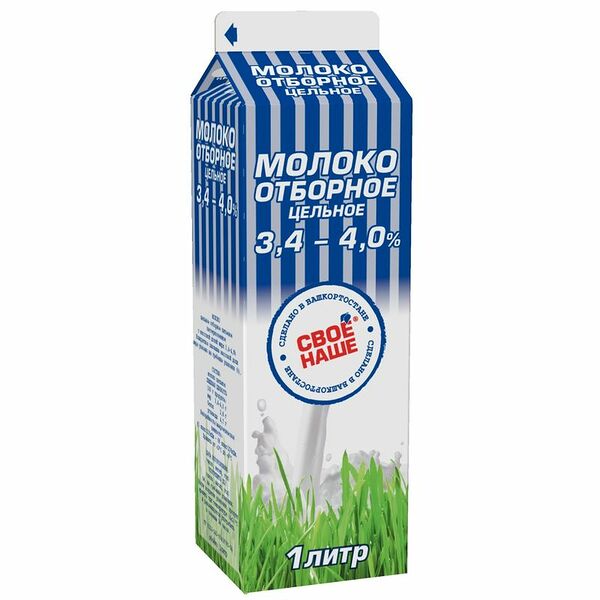 Молоко Свое Наше пастеризованное 3.4 - 4% 1 л