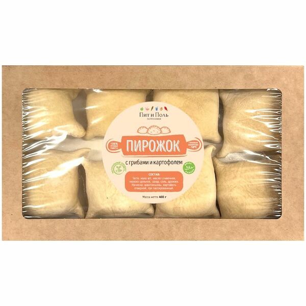 Пирожок Пит и Поль с картошкой и грибами замороженный, 640г