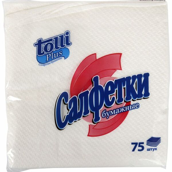 Салфетки бумажные Tolli Plus 3 цвета, 75шт