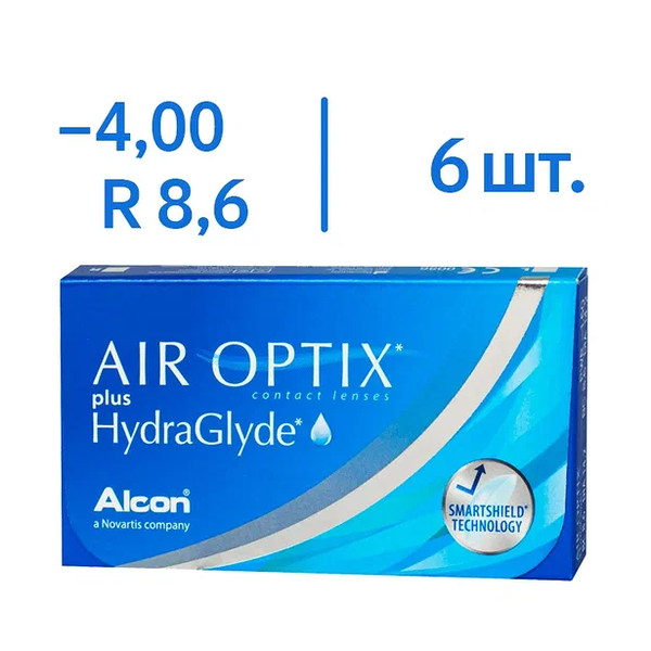 Линзы Alcon Air Optix plus HydraGlyde 8.6 -4.00 6 шт 14.2