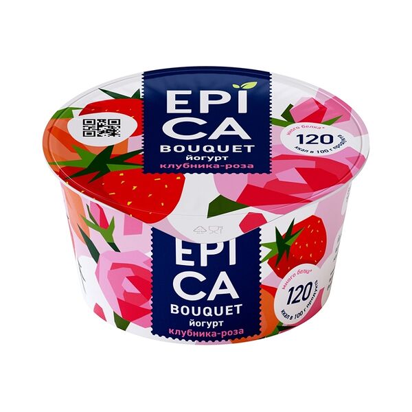 Йогурт Epica Bouquet Клубника-роза 4,8% 130 г