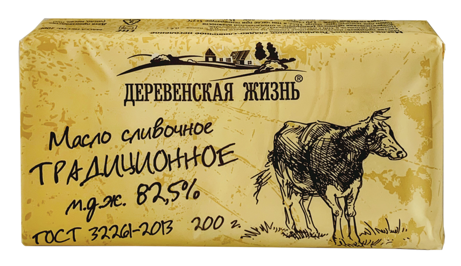 

Масло сливочное Деревенская жизнь Традиционное 82.5% 200 г