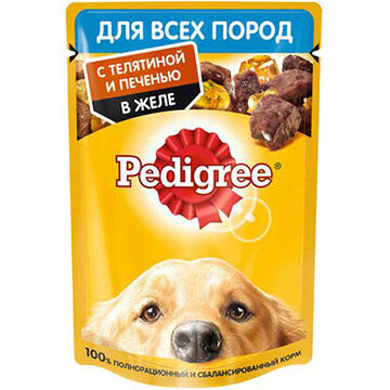 Корм для всех пород собак Pedigree с телятина печень желе