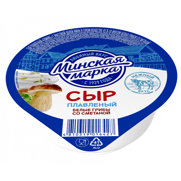 Сыр плавл белые грибы жир. 45% 100 г Минская марка