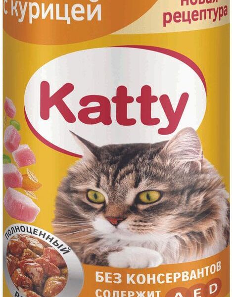 Корм влажный Katty с курицей в соусе для кошек 415г