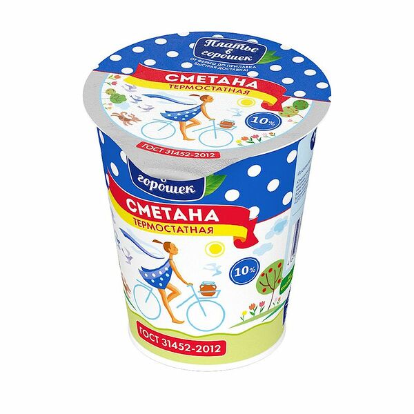 Сметана Платье в Горошек 10%