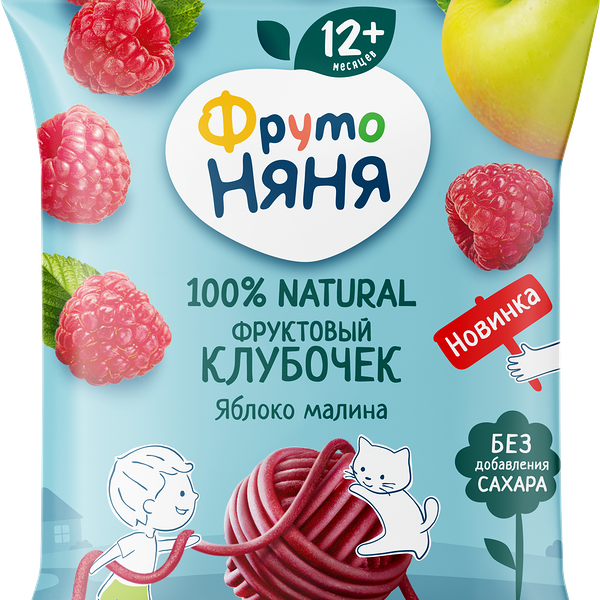 Фруктовые кусочки из яблок и малины Клубочек 15г ДП ФрутоНяня