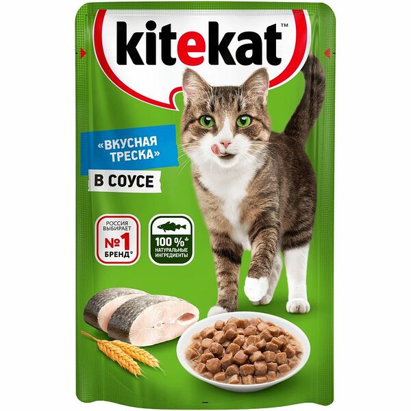Корм Kitekat с рыбой в соусе для кошек, 85г