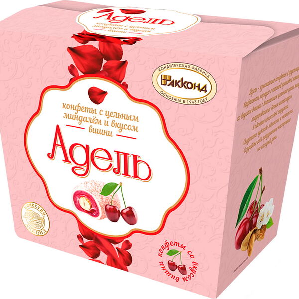 Конфеты Акконд Адель с цельным миндалем и вкусом вишни 150г