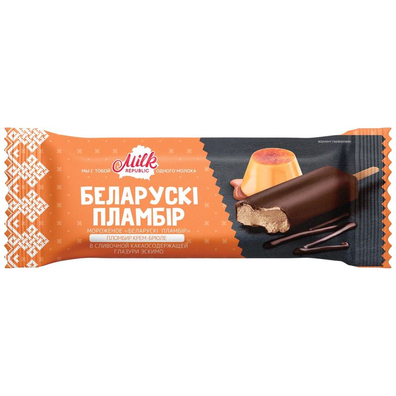 

Мороженое Milk Republic Белорусский Пломбир Эскимо крем-брюле 15% 80 г