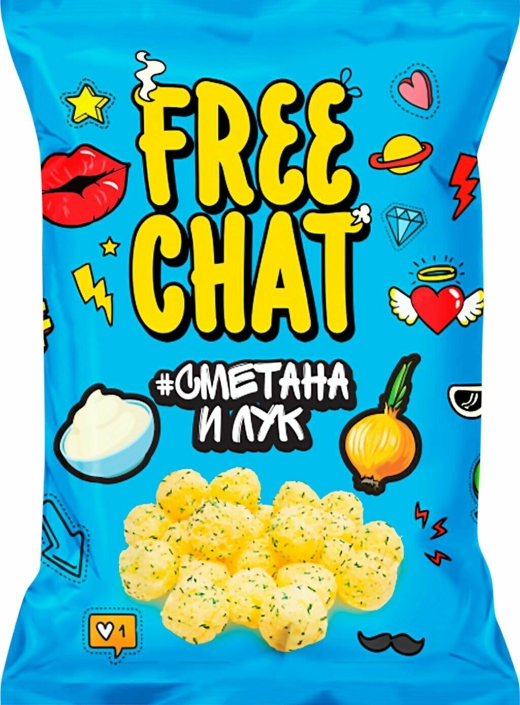 

Снеки кукурузные FREE CHAT со вкусом сметаны и лука 50г