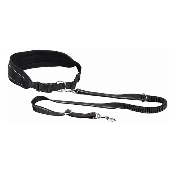 Ремень поясной с поводком, 75-120 см/9 см, черный
