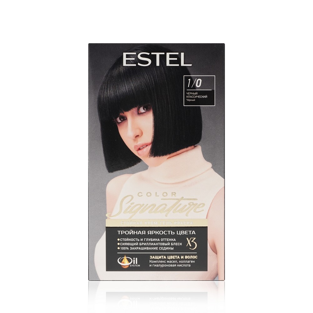 

Стойкая крем-гель краска для волос Estel Color Signature 1/0 Черный классический 145 мл
